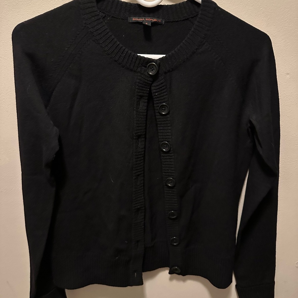 Banana Republic Elegant Black Button-Up Cardigan